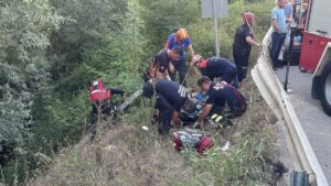 SAKARYA (AA) – Sakarya'nın Adapazarı ilçesinde yolun kenarından şarampole yuvarlanan