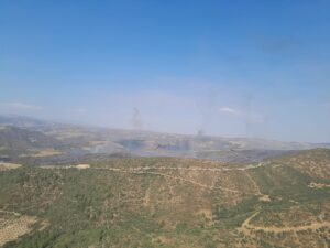 MANİSA (AA) – Manisa'nın Salihli ilçesinde çıkan orman yangınına havadan