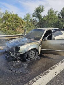 DÜZCE (AA) – Anadolu Otoyolu'nun Düzce kesiminde, seyir halindeki otomobilde