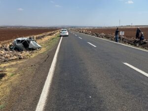 ŞANLIURFA (AA) – Şanlıurfa'nın Siverek ilçesinde yol kenarına devrilen otomobildeki
