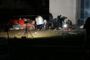 MUĞLA (AA) – Muğla'da hastaneye çarparak düşen helikopterin enkazı, kaza