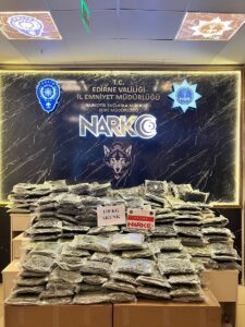 EDİRNE (AA) – Kapıkule Sınır Kapısı'nda dorsesinde 110 kilogram skunk