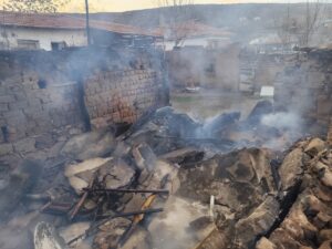 ÇORUM (AA) – Çorum'un Sungurlu ilçesinde yangın çıkan evde bulunan