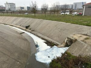 TEKİRDAĞ (AA) – Tekirdağ'ın Çerkezköy ilçesindeki Kavak Deresi'nin rengi beyaza