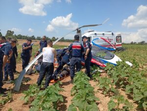 ADANA (AA) – Adana'nın merkez Sarıçam ilçesinde, jandarmanın cayrokopteri araziye