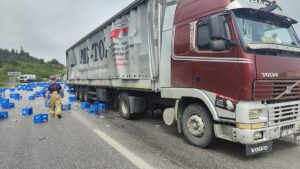 BALIKESİR (AA) – Balıkesir'in Susurluk ilçesinde tırdan yola savrularak kırılan