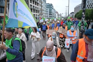 BRÜKSEL (AA) – Belçika'nın başkenti Brüksel'de binlerce kişi ülkede sosyal
