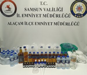 SAMSUN (AA) – Samsun'da düzenlenen operasyonda sahte içki imal ettiği