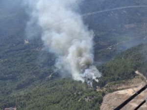 ANTALYA (AA) – Antalya'nın Finike ilçesinde çıkan orman yangınına havadan