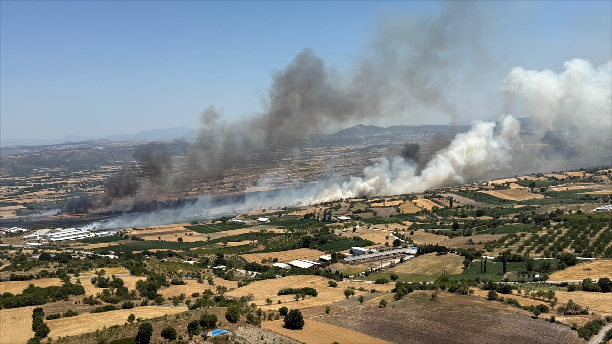 Balıkesir'de tarım arazisinde çıkan yangına müdahale ediliyor