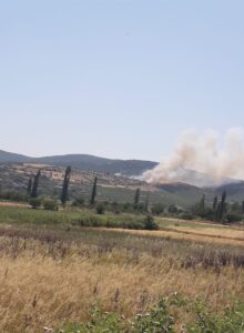 BALIKESİR (AA) – Balıkesir'in Kepsut ilçesinde çıkan orman yangınına havadan