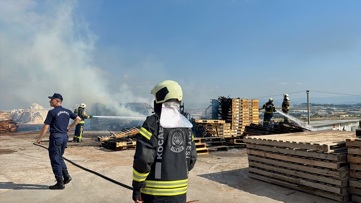 Kocaeli'de palet fabrikasında çıkan yangın söndürüldü
