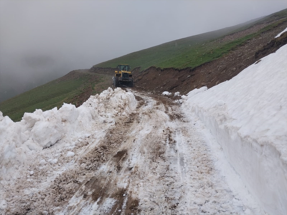 Trabzon'da yayla yollarında karla mücadele çalışması yapılıyor