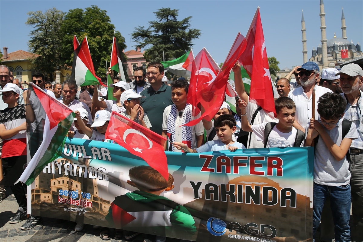 Edirne'de çocuklardan Gazze'ye destek gösterisi