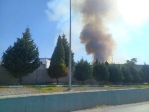 MANİSA (AA) – Manisa'nın Yunusemre ilçesinde çıkan orman yangınına havadan