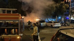 MUĞLA (AA) – Muğla'nın Ortaca ilçesinde park halindeki iki otomobil