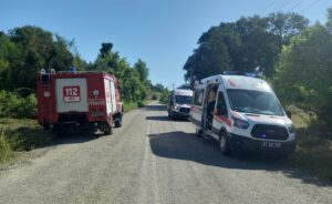 SİNOP (AA) – Sinop'un Gerze ilçesinde otomobilin ağaçlık alana devrilmesi