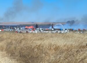 TEKİRDAĞ (AA) – Tekirdağ’ın Hayrabolu ilçesinde çıkan anız yangınında 400