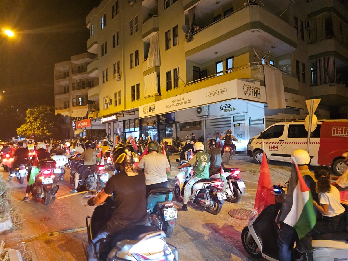 Alanya'da motosikletlerle “Gazze'ye destek” konvoyu düzenlendi