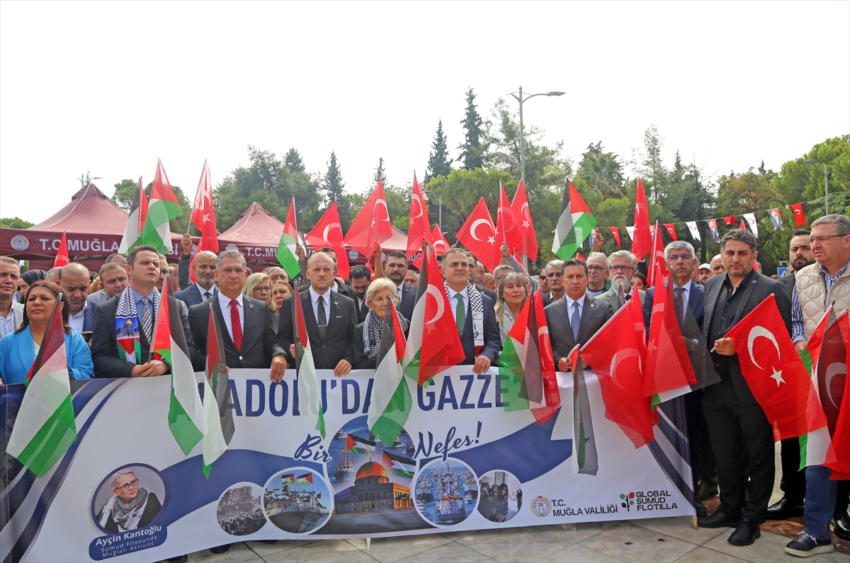 Muğla'da Küresel Sumud Filosu'na destek verildi