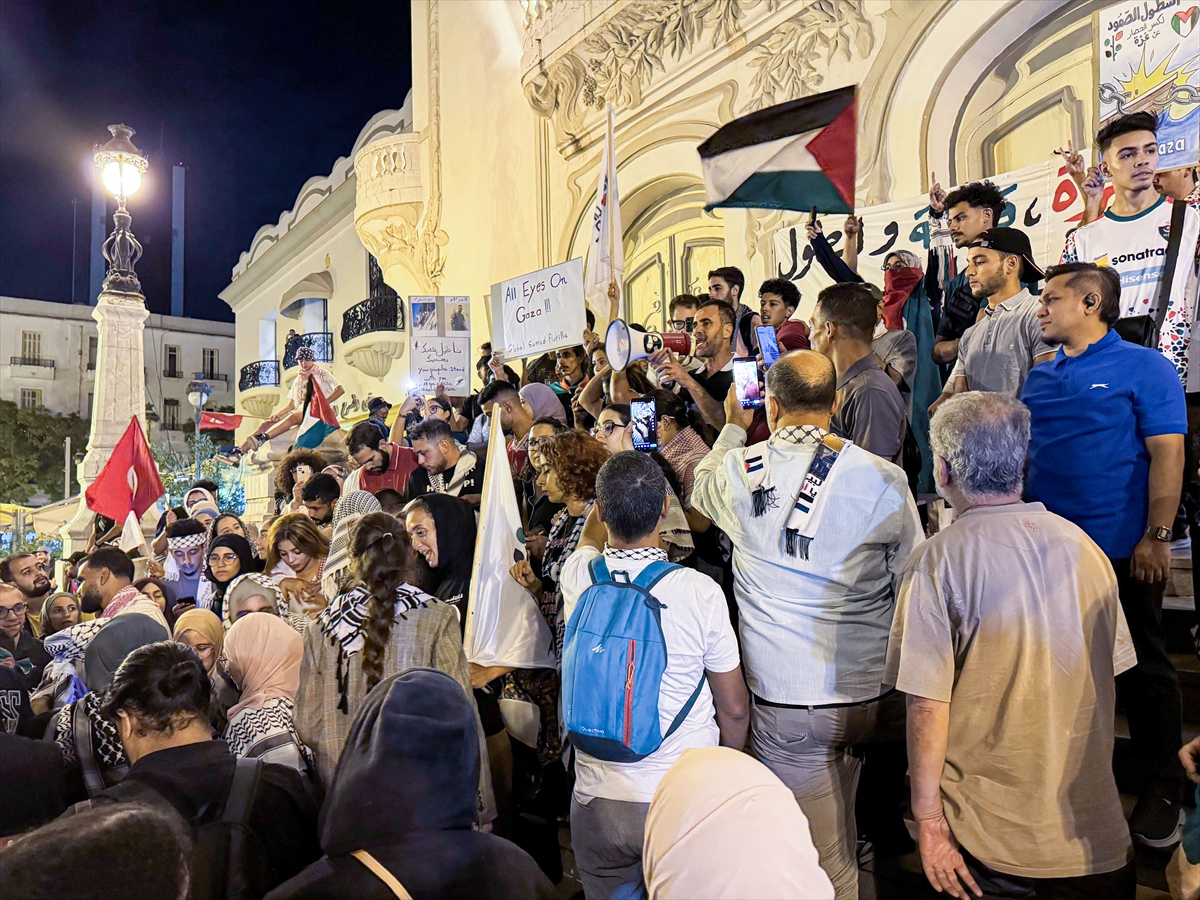 Tunus'ta “Küresel Sumud Filosu”na yönelik İHA saldırıları protesto edildi
