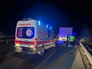 UŞAK (AA) – Uşak'ta lastiği patladığı için yol kenarında duran