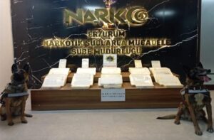 ERZURUM (AA) – Erzurum'da "tekstil" yazılı paketlerde kıyafetlerin arasına gizlenmiş