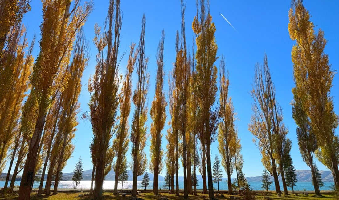 ELAZIĞ (AA) – Elazığ'ın Sivrice ilçesindeki Hazar Gölü, sonbahar renkleriyle