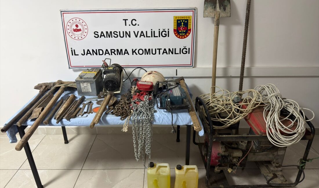 SAMSUN (AA) – Samsun'un Alaçam ilçesinde izinsiz kazı yapan 4