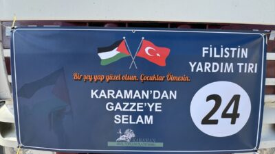 KARAMAN (AA) – Karaman'dan, Gazze'ye ulaştırılacak gıda malzemelerini taşıyan 6