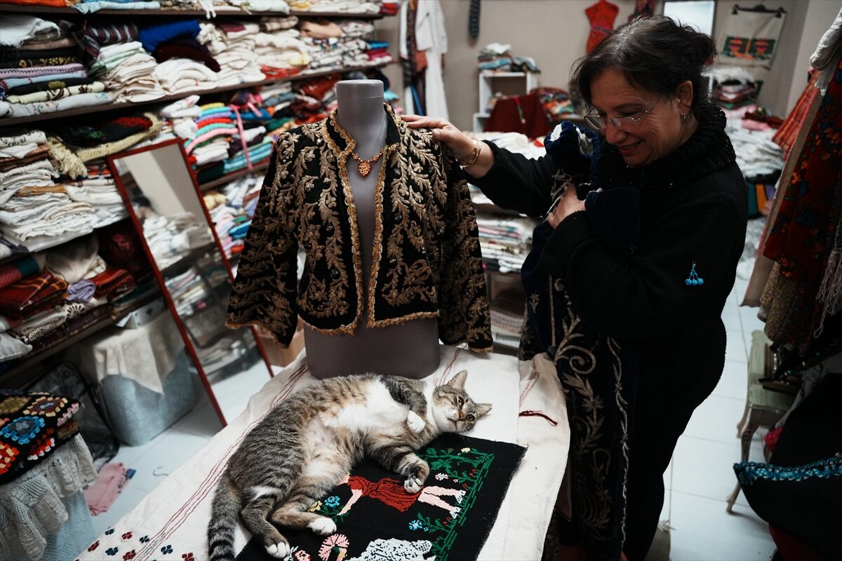 - Çanakkale'de antika tutkunu Semra Özçelik'in dükkanında, geçmişte kullanılan gelinlik,