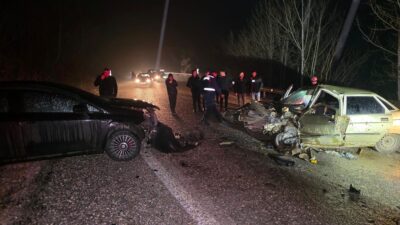 BURSA (AA) – Bursa'nın İnegöl ilçesinde iki otomobilin çarpışması sonucu