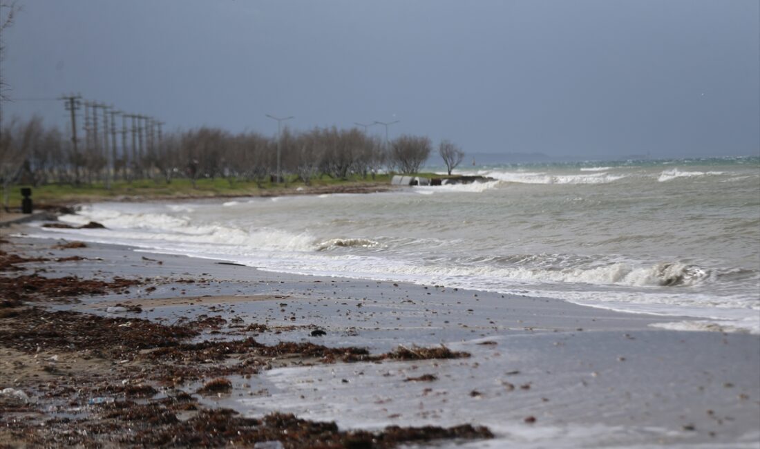 ÇANAKKALE (AA) – Çanakkale Boğazı'nda fırtına nedeniyle transit gemi trafiği,
