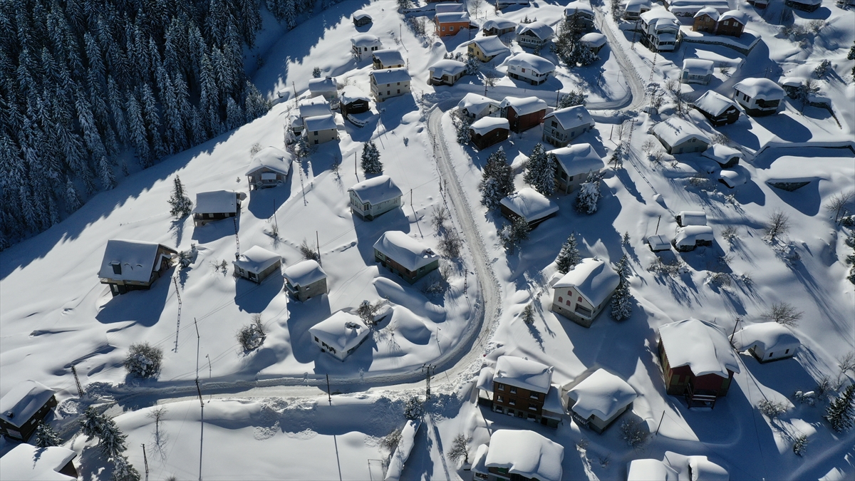 GİRESUN (AA) – Kar yağışıyla beyaza bürünen Giresun'un 1700 rakımlı
