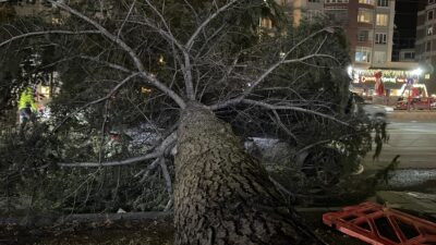 KAYSERİ (AA) – Kayseri'nin Talas ilçesinde şiddetli rüzgar nedeniyle üzerine