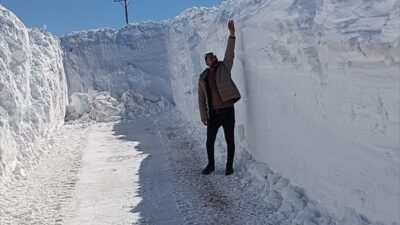 BİNGÖL (AA) – Bingöl'ün Karlıova ilçesinde kardan kapanan mezra yolu
