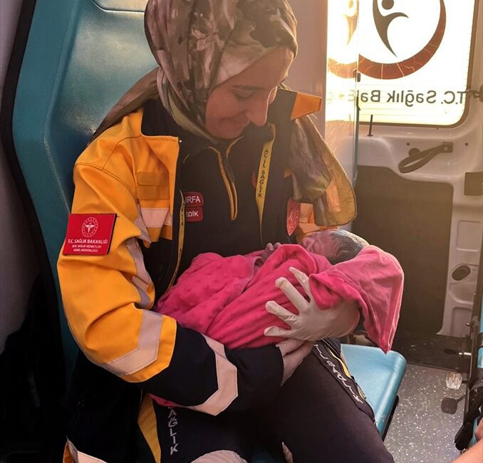 ŞANLIURFA (AA) – Şanlıurfa'nın Ceylanpınar ilçesinde hastane yolundaki hamile kadın